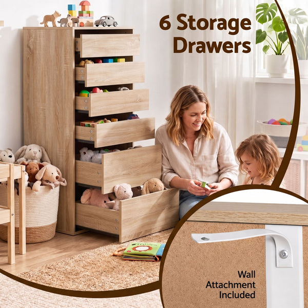Artiss 2x Chest of 6 Drawers Dresser Tallboy Pine Awezingly