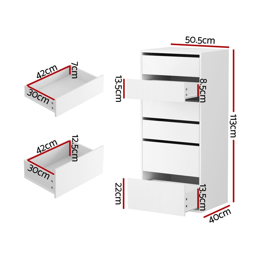Artiss 6 Chest of Drawers Dresser Tallboy White Artiss