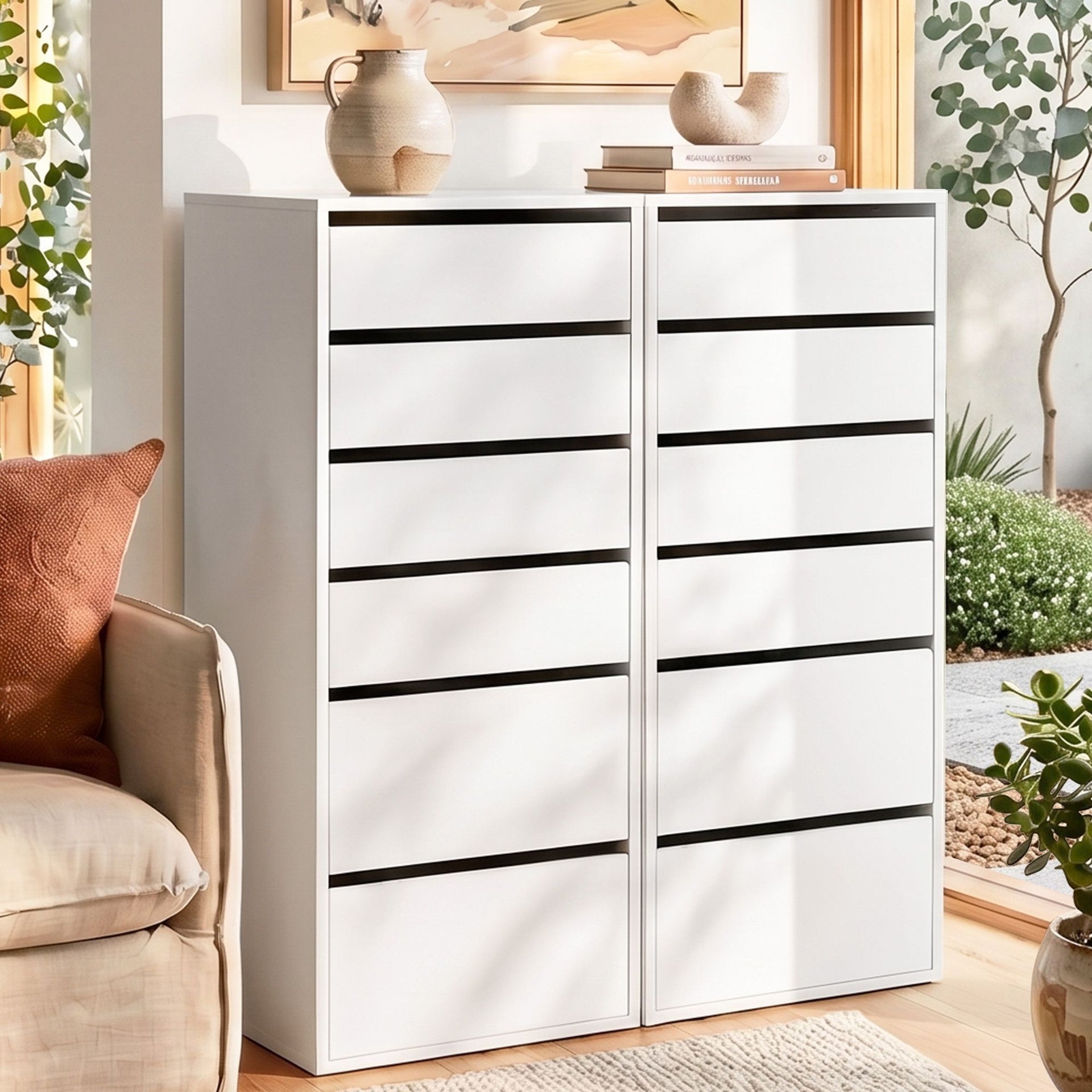 Artiss 2x Chest of 6 Drawers Dresser Tallboy White Artiss