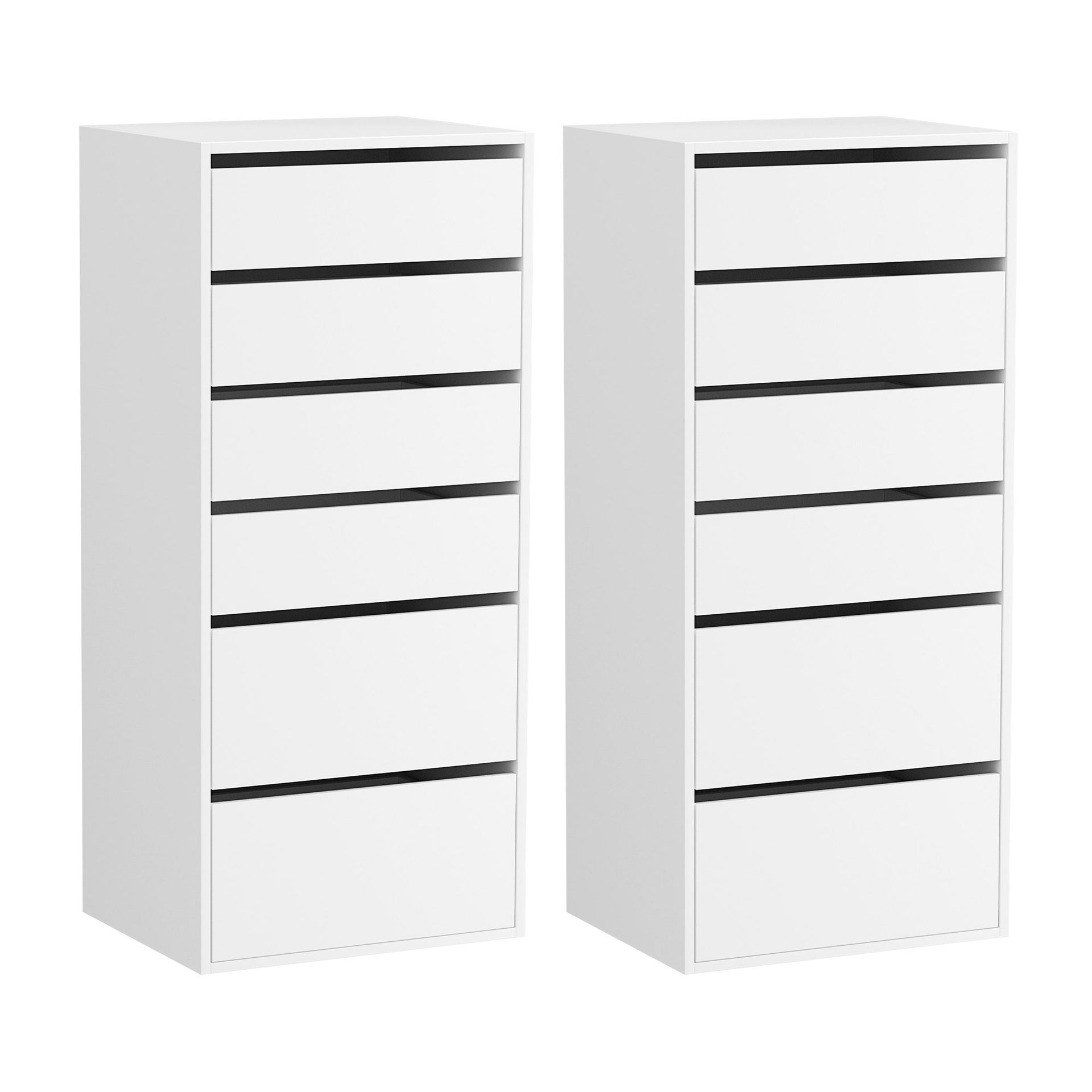 Artiss 2x Chest of 6 Drawers Dresser Tallboy White Artiss