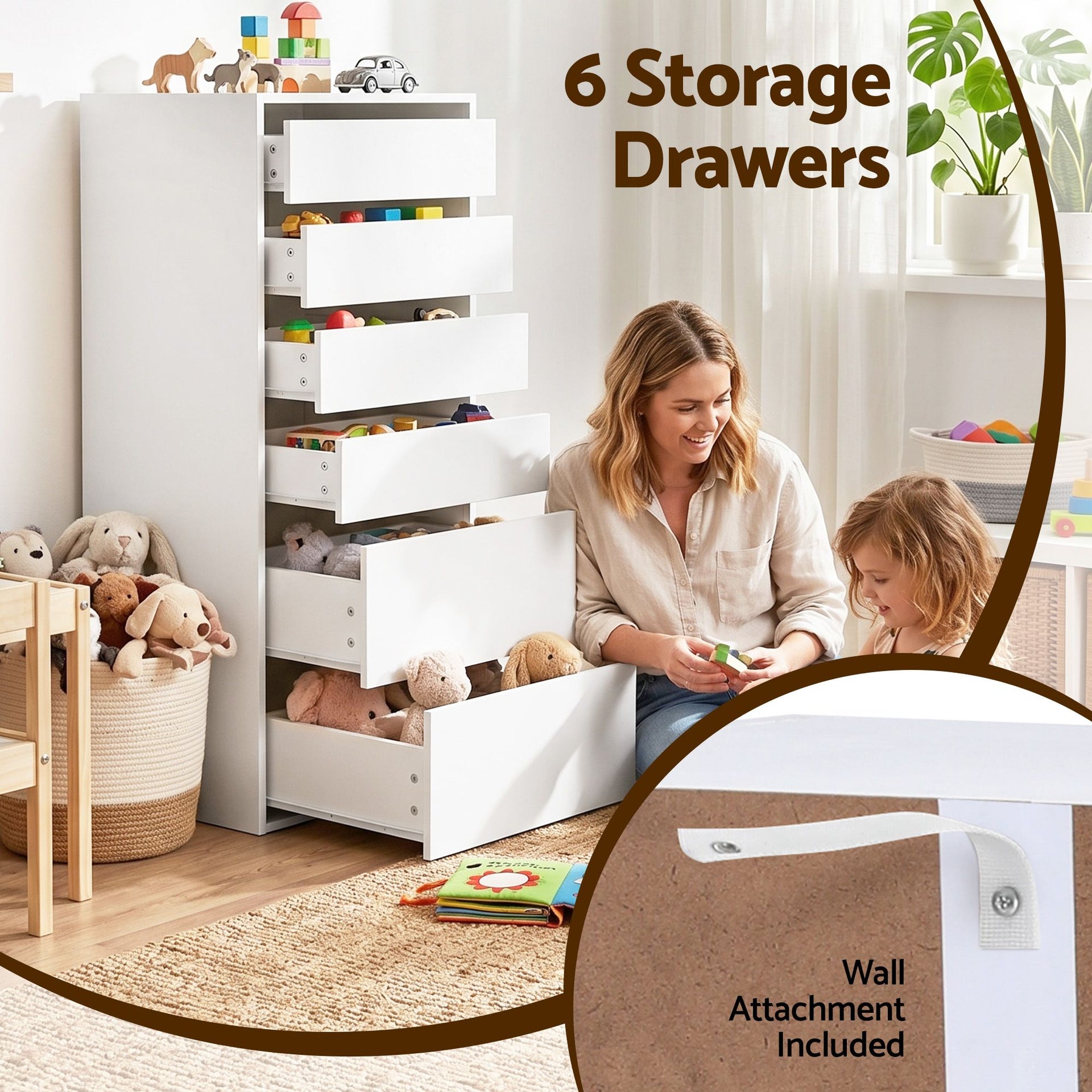 Artiss 2x Chest of 6 Drawers Dresser Tallboy White Artiss