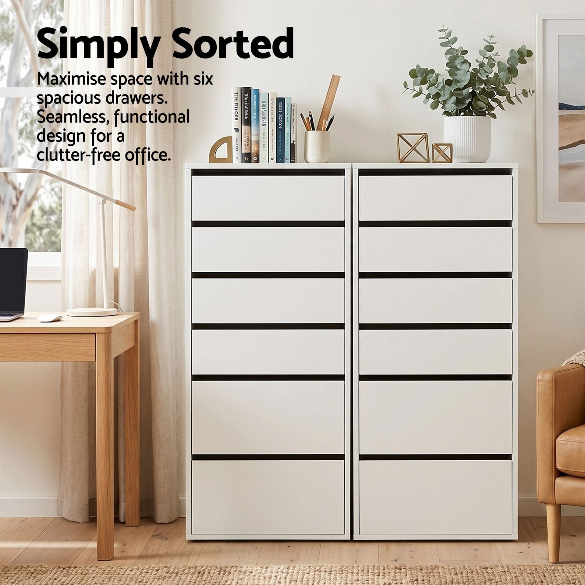 Artiss 2x Chest of 6 Drawers Dresser Tallboy White Artiss