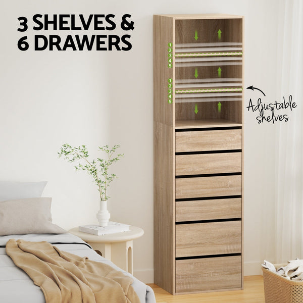 Artiss 6 Chest of Drawers Tallboy Cabinet Pine Awezingly