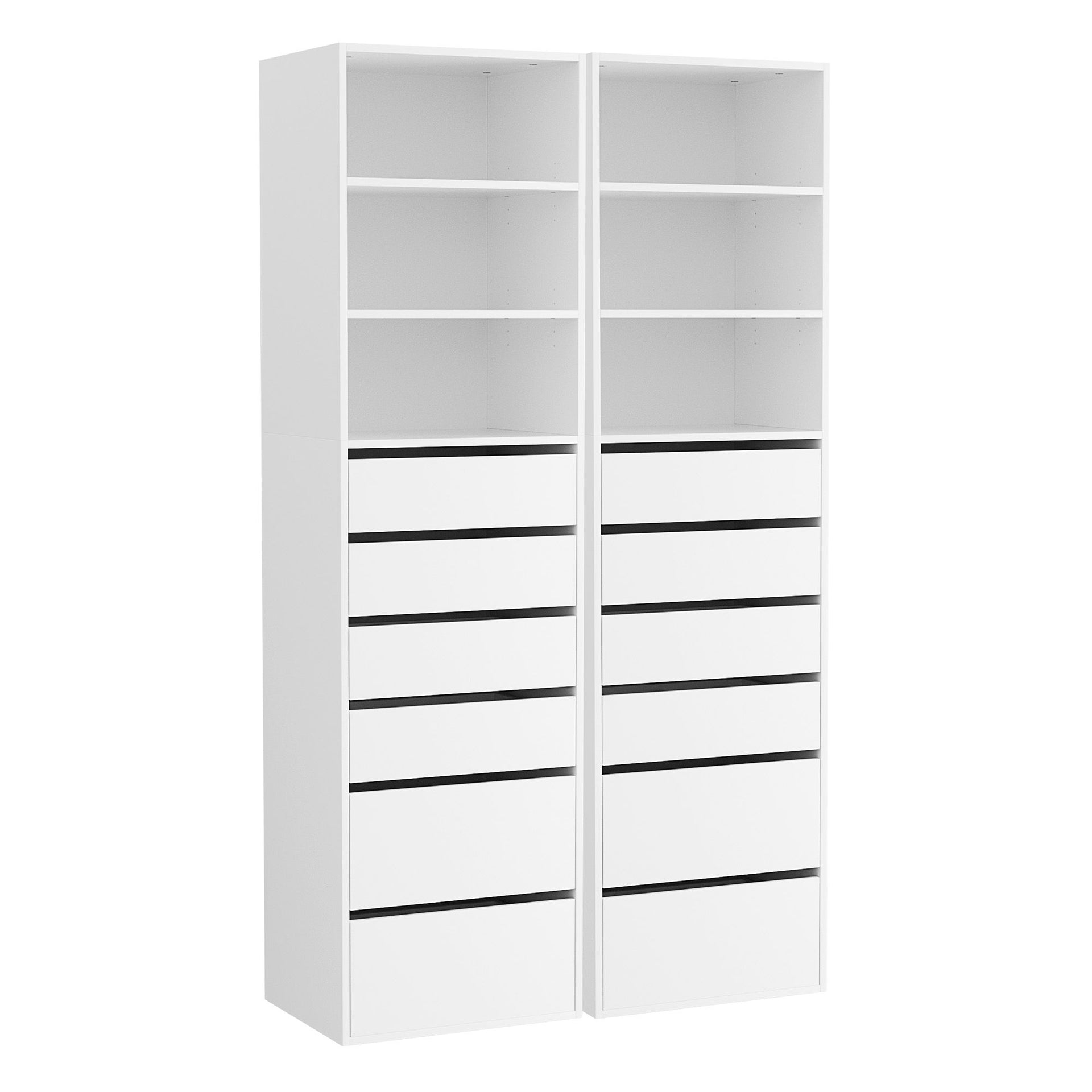 Artiss 2x Chest of 6 Drawers Tallboy Cabinet Adjustable Shelf White Artiss