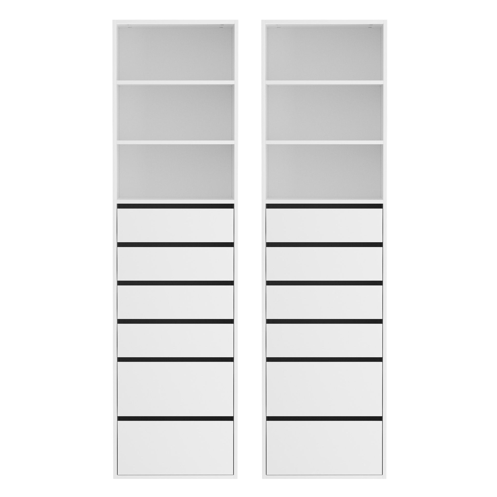 Artiss 2x Chest of 6 Drawers Tallboy Cabinet Adjustable Shelf White Artiss
