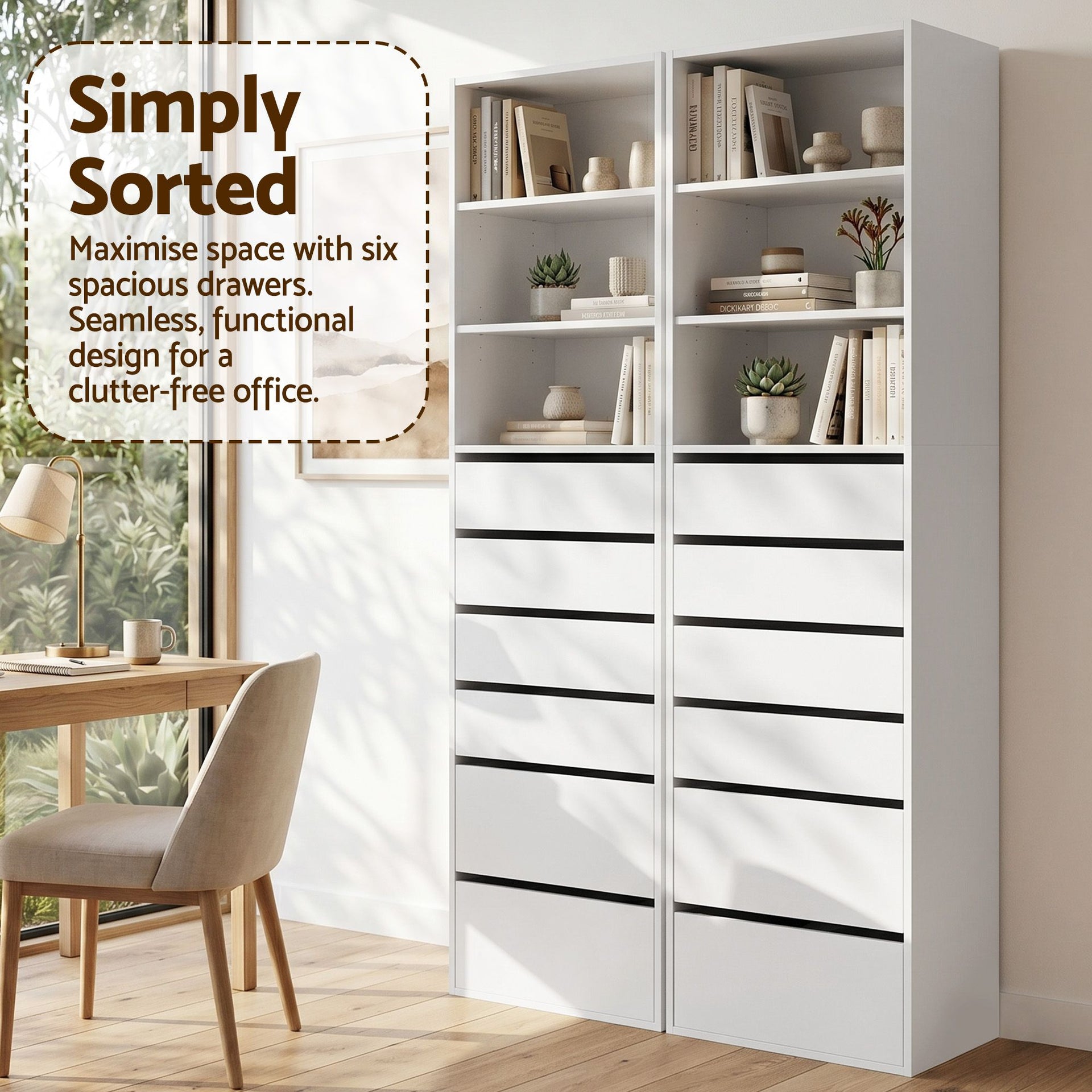 Artiss 2x Chest of 6 Drawers Tallboy Cabinet Adjustable Shelf White Artiss