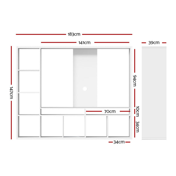 Artiss Entertainment Center Unit TV Stand TV Cabinet Open Shelves 183CM White Artiss