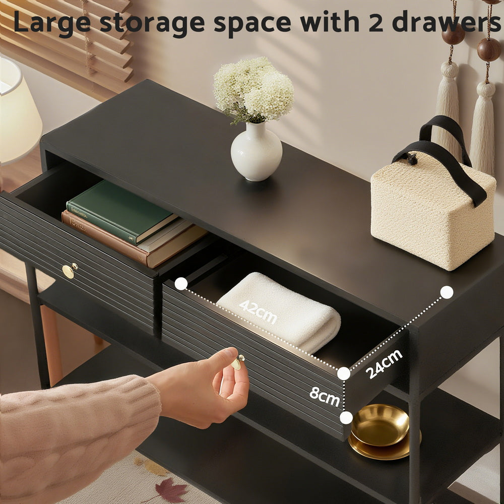 Artiss Console Table 3-Tier Black Awezingly