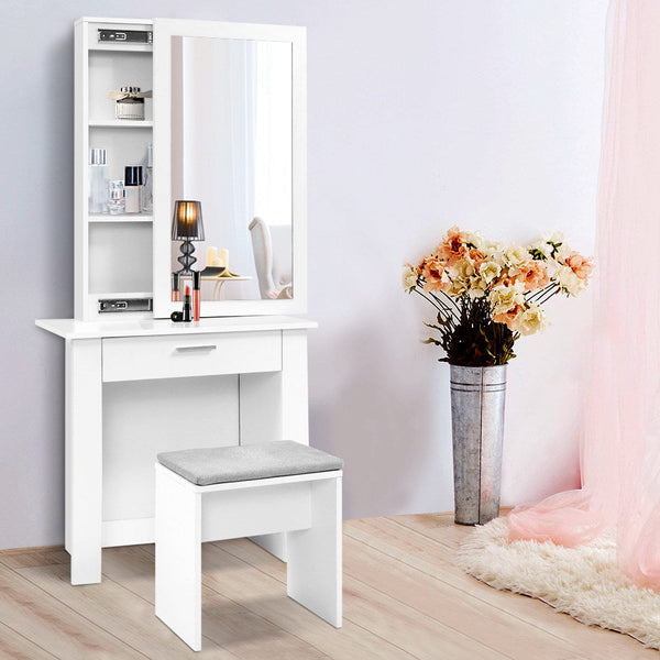 Artiss Dressing Table Mirror Stool Mirror Jewellery Cabinet Makeup Storage Desk Artiss