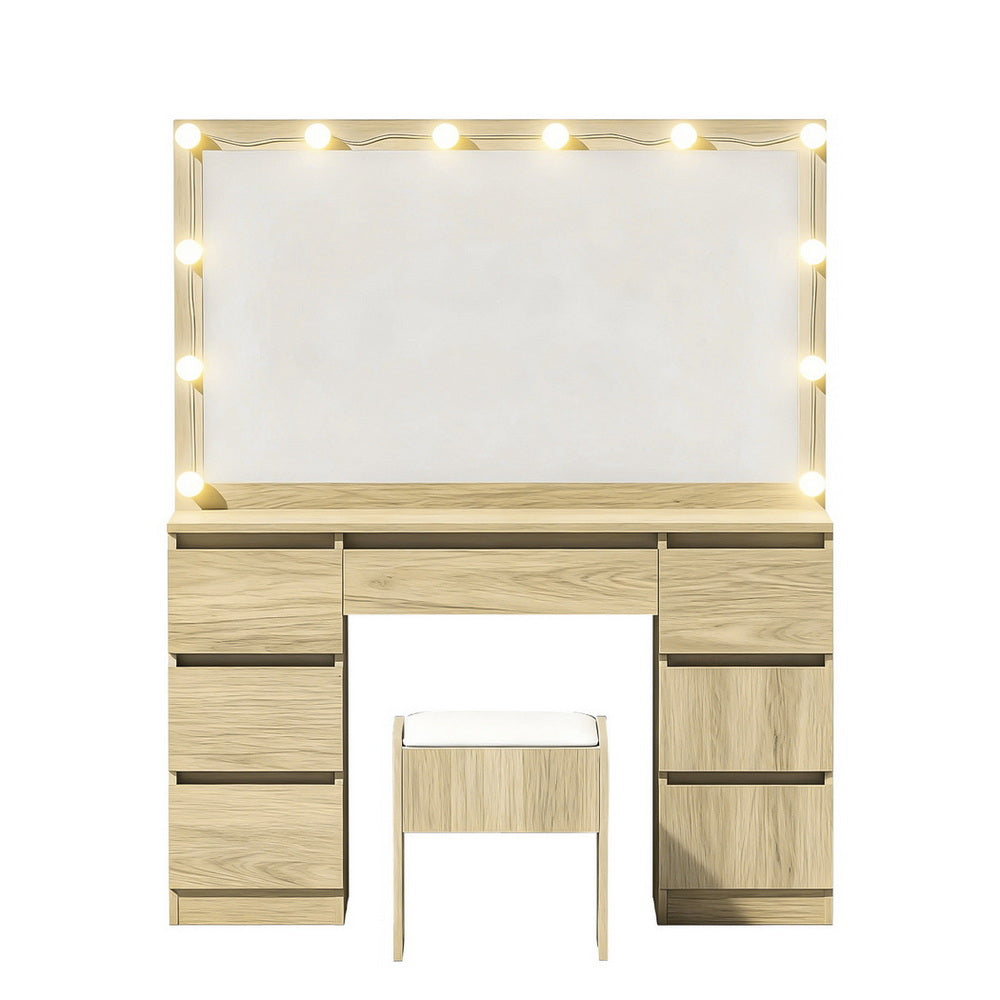 Artiss Dressing Table Vanity Desk Set Stool 12 Led Bulbs Wood Artiss