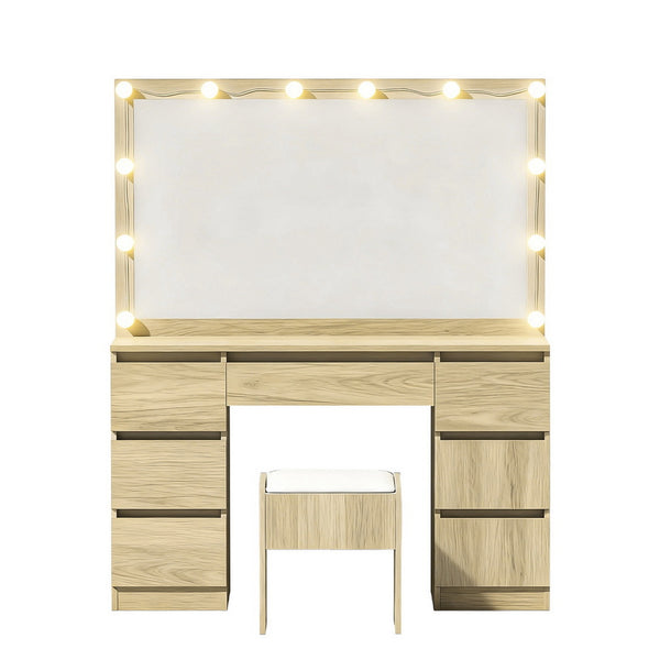 Artiss Dressing Table Vanity Desk Set Stool 12 Led Bulbs Wood Artiss