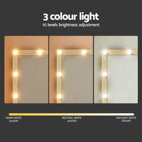 Artiss Dressing Table Vanity Desk Set Stool 12 Led Bulbs Wood Artiss