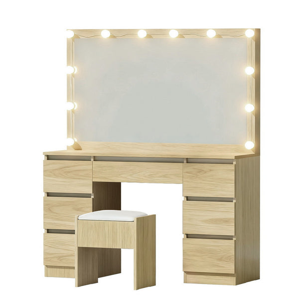 Artiss Dressing Table Vanity Desk Set Stool 12 Led Bulbs Wood Artiss