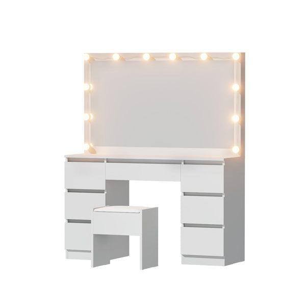 Artiss Dressing Table Vanity Desk Set Stool 12 Led Bulbs White Awezingly