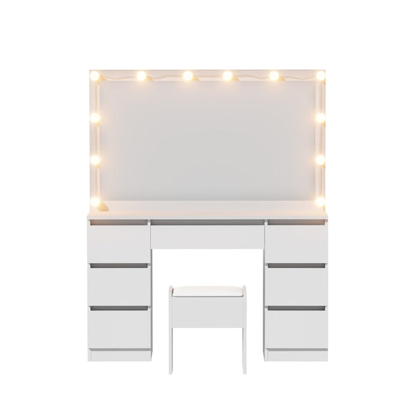 Artiss Dressing Table Vanity Desk Set Stool 12 Led Bulbs White Awezingly