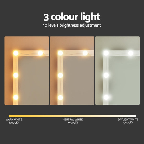 Artiss Dressing Table Vanity Desk Set Stool 12 Led Bulbs White Awezingly