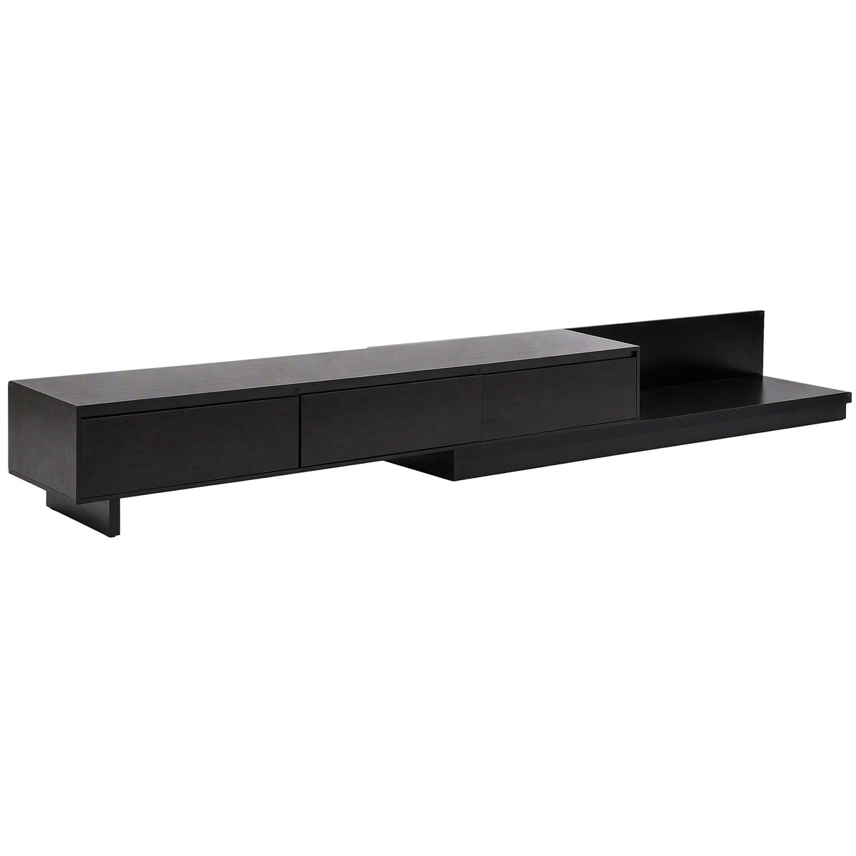Artiss Extendable TV Unit 200CM 3 Storage Drawers Dark Walnut & Black Awezingly