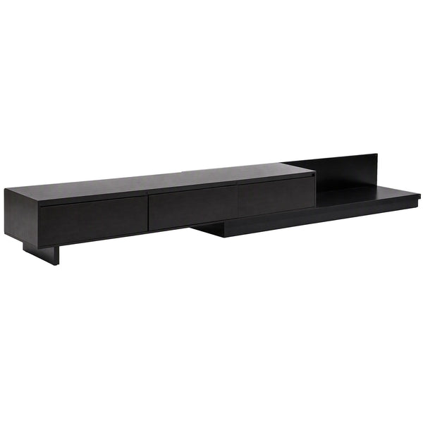 Artiss Extendable TV Unit 200CM 3 Storage Drawers Dark Walnut & Black Awezingly