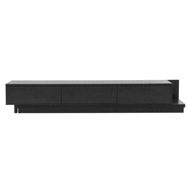 Artiss Extendable TV Unit 200CM 3 Storage Drawers Dark Walnut & Black Awezingly