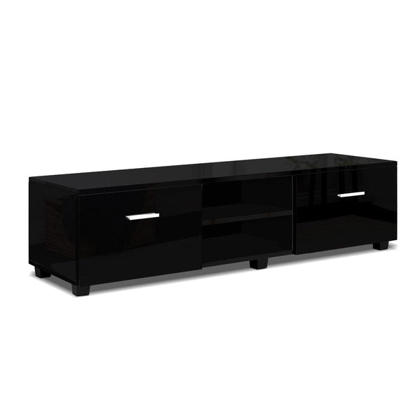 Artiss 140cm High Gloss TV Cabinet Stand Entertainment Unit Storage Shelf Black Artiss