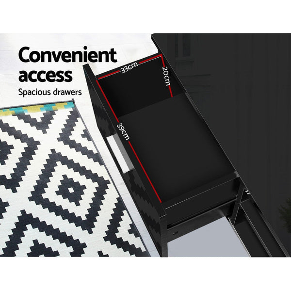 Artiss 140cm High Gloss TV Cabinet Stand Entertainment Unit Storage Shelf Black Artiss