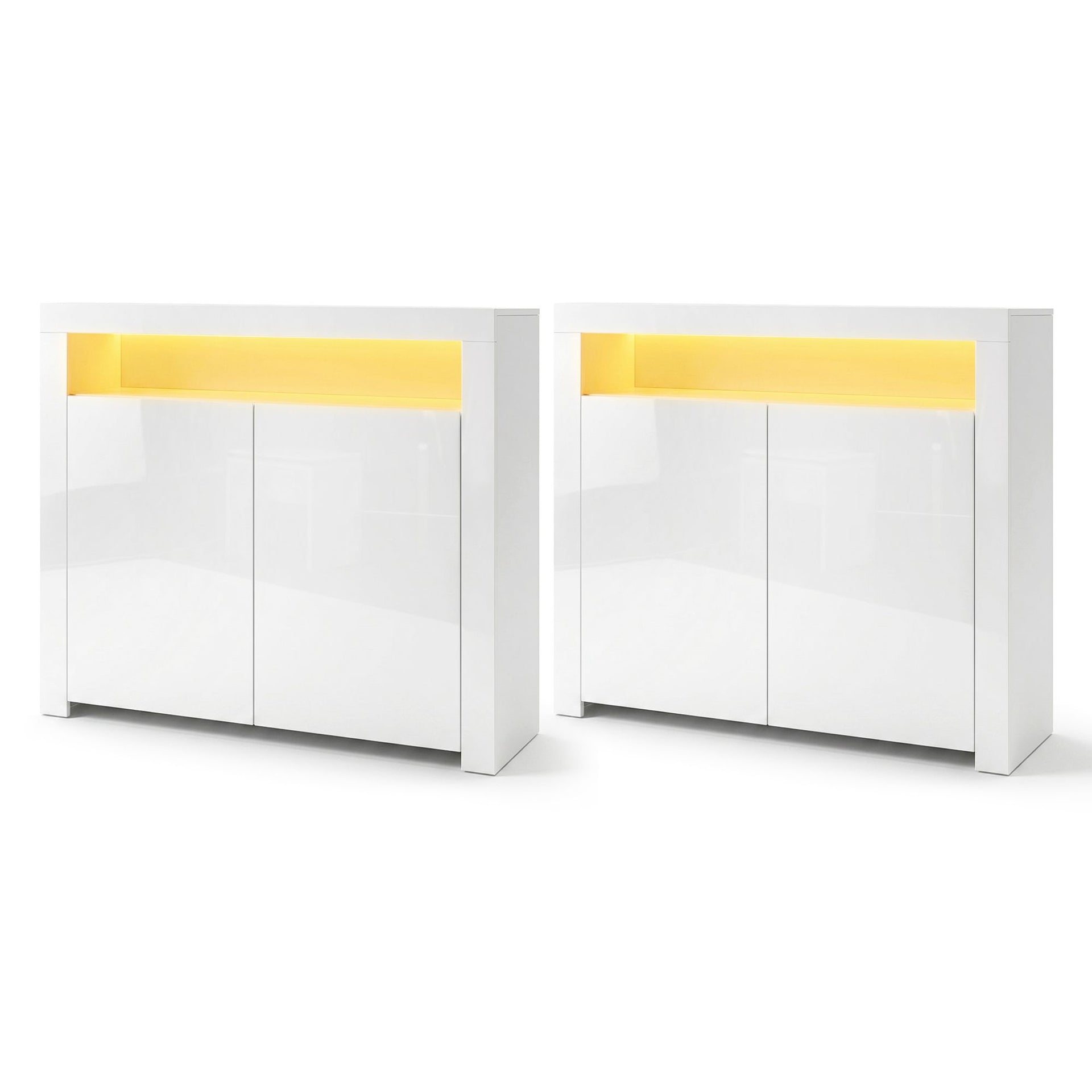 Artiss 2x Buffet Sideboard Cabinet LED Cupboard High-Gloss Storage Pantry ARNO Awezingly