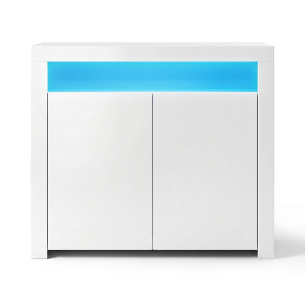 Artiss 2x Buffet Sideboard Cabinet LED Cupboard High-Gloss Storage Pantry ARNO Awezingly