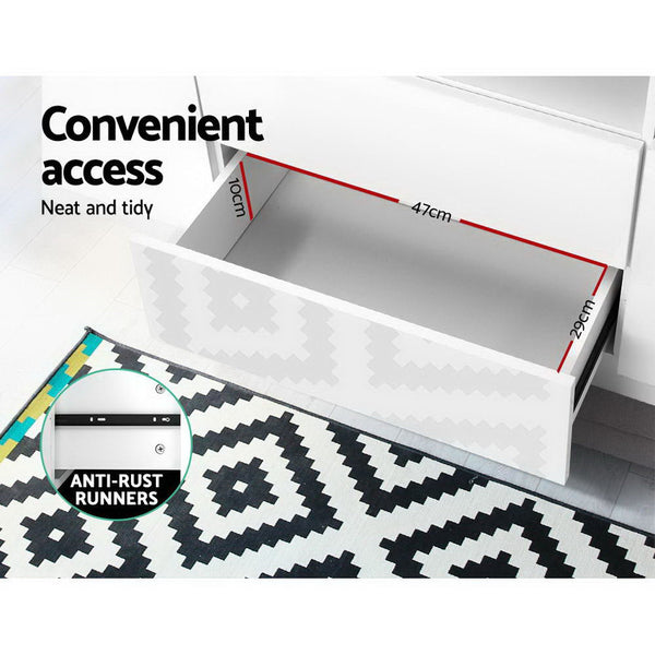 Artiss TV Cabinet Entertainment Unit Stand RGB LED Gloss Drawers 160cm White Artiss