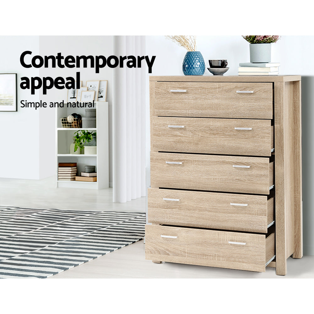 Artiss 5 Chest of Drawers Tallboy Dresser Table Bedroom Storage Cabinet Artiss