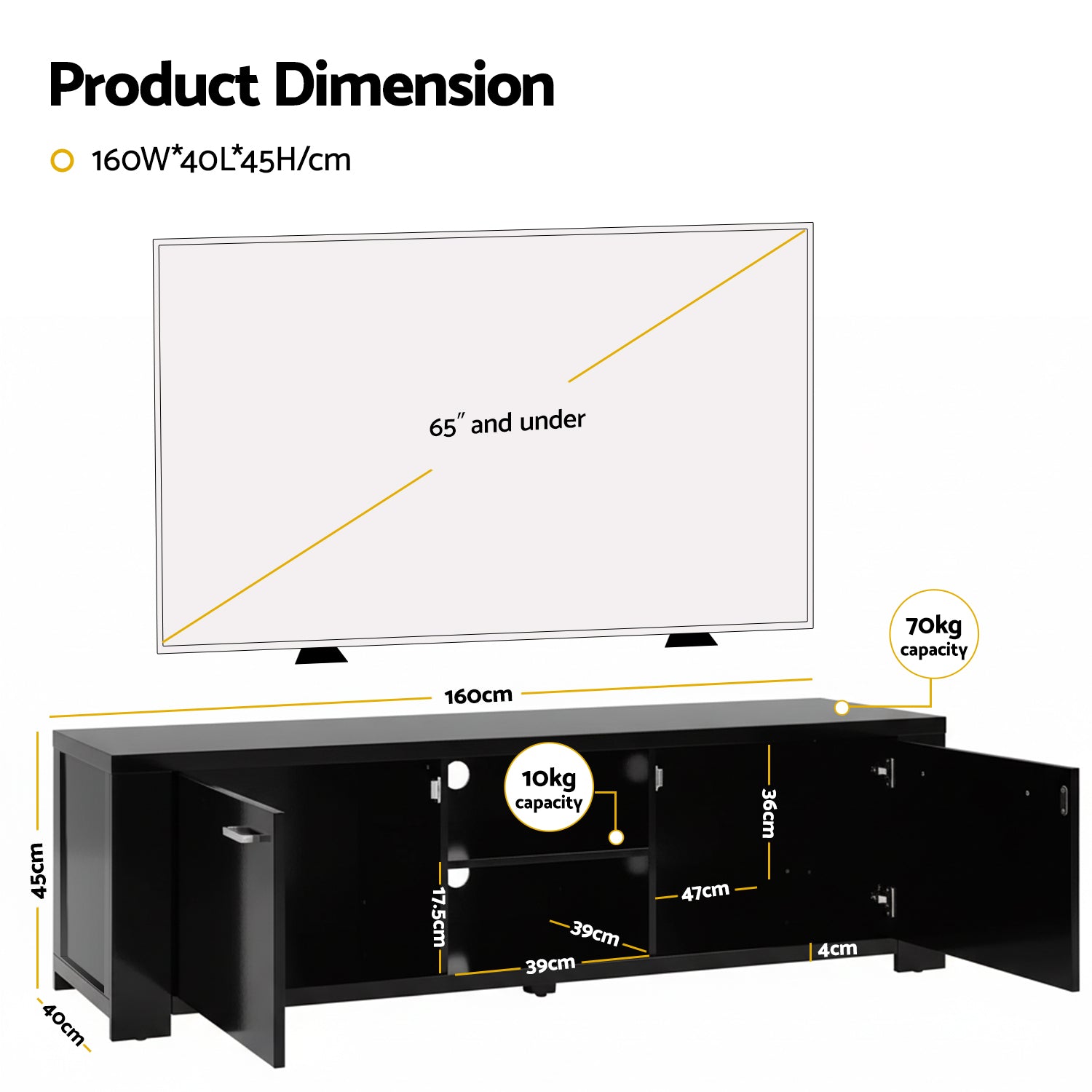 Artiss TV Cabinet Entertainment Unit 160cm Black Maxi Artiss