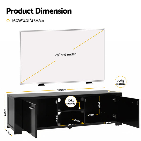 Artiss TV Cabinet Entertainment Unit 160cm Black Maxi Artiss