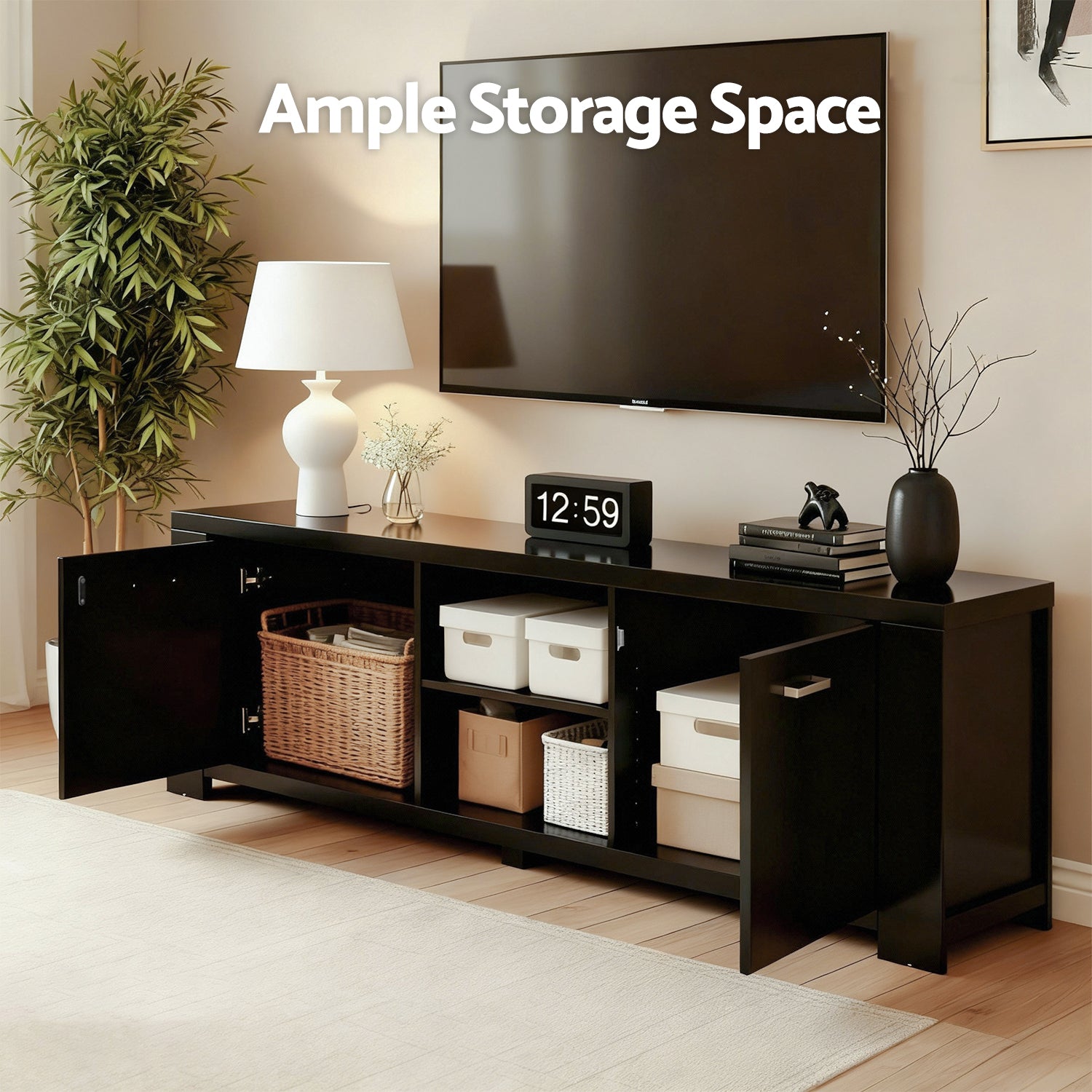 Artiss TV Cabinet Entertainment Unit 160cm Black Maxi Artiss
