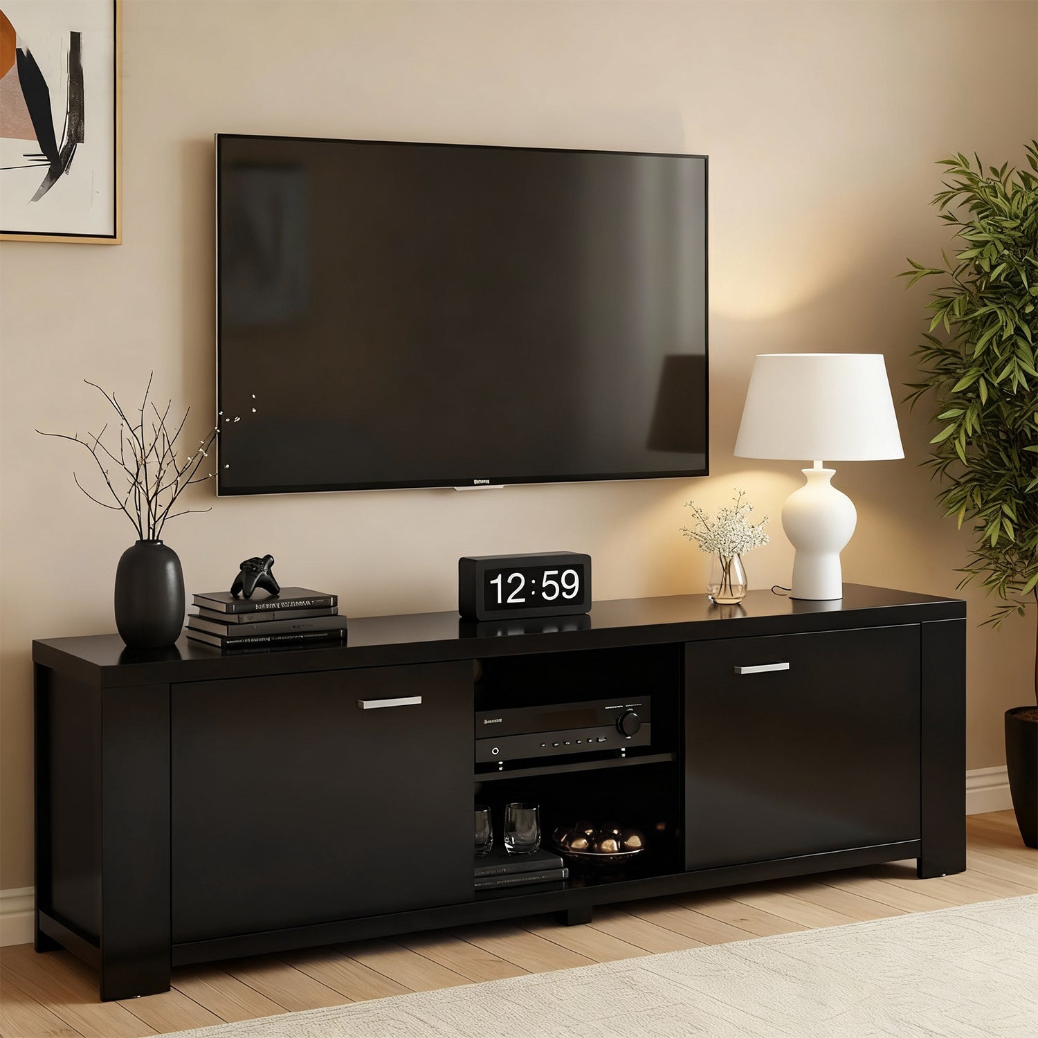 Artiss TV Cabinet Entertainment Unit 160cm Black Maxi Artiss