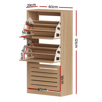 Artiss Shoe Cabinet Storage Drawer 45 Pairs Pine
