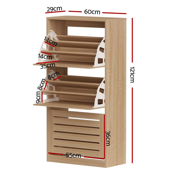Artiss Shoe Cabinet Storage Drawer 45 Pairs Pine Artiss