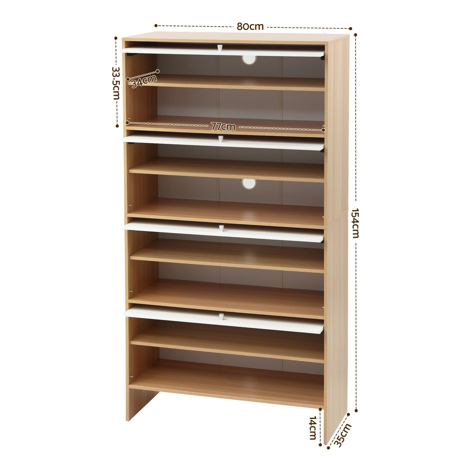 Artiss Narrow Shoe Cabinet Adjustable Shelves Flip-up Door White & Pine Awezingly