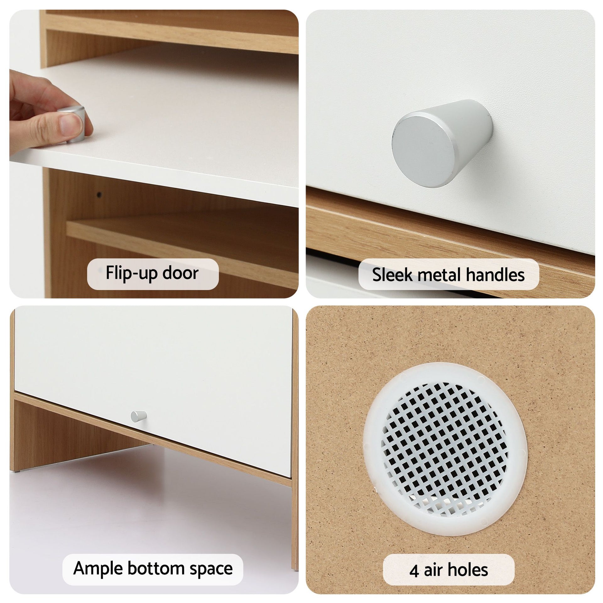 Artiss Narrow Shoe Cabinet Adjustable Shelves Flip-up Door White & Pine Awezingly
