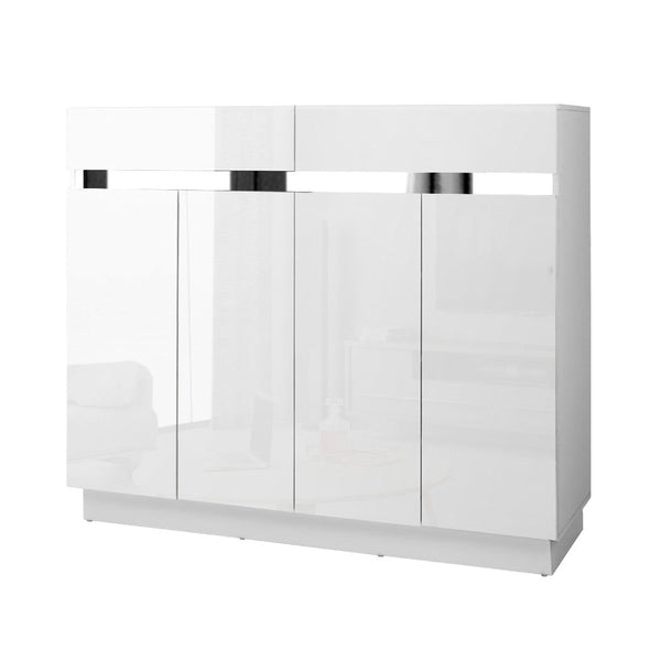 Artiss 120cm Shoe Cabinet Shoes Storage Rack High Gloss Cupboard White Drawers Artiss