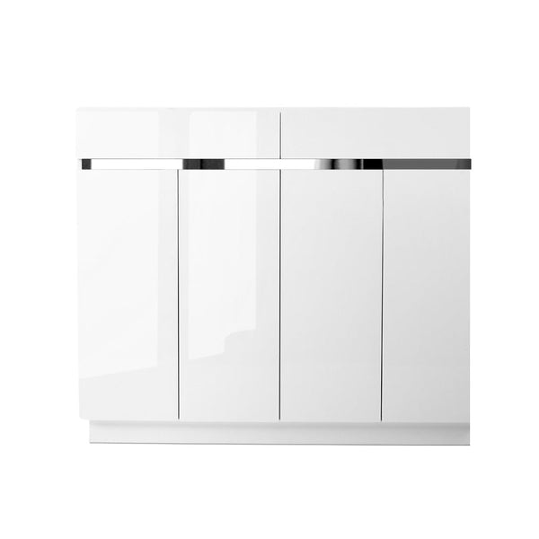 Artiss 120cm Shoe Cabinet Shoes Storage Rack High Gloss Cupboard White Drawers Artiss