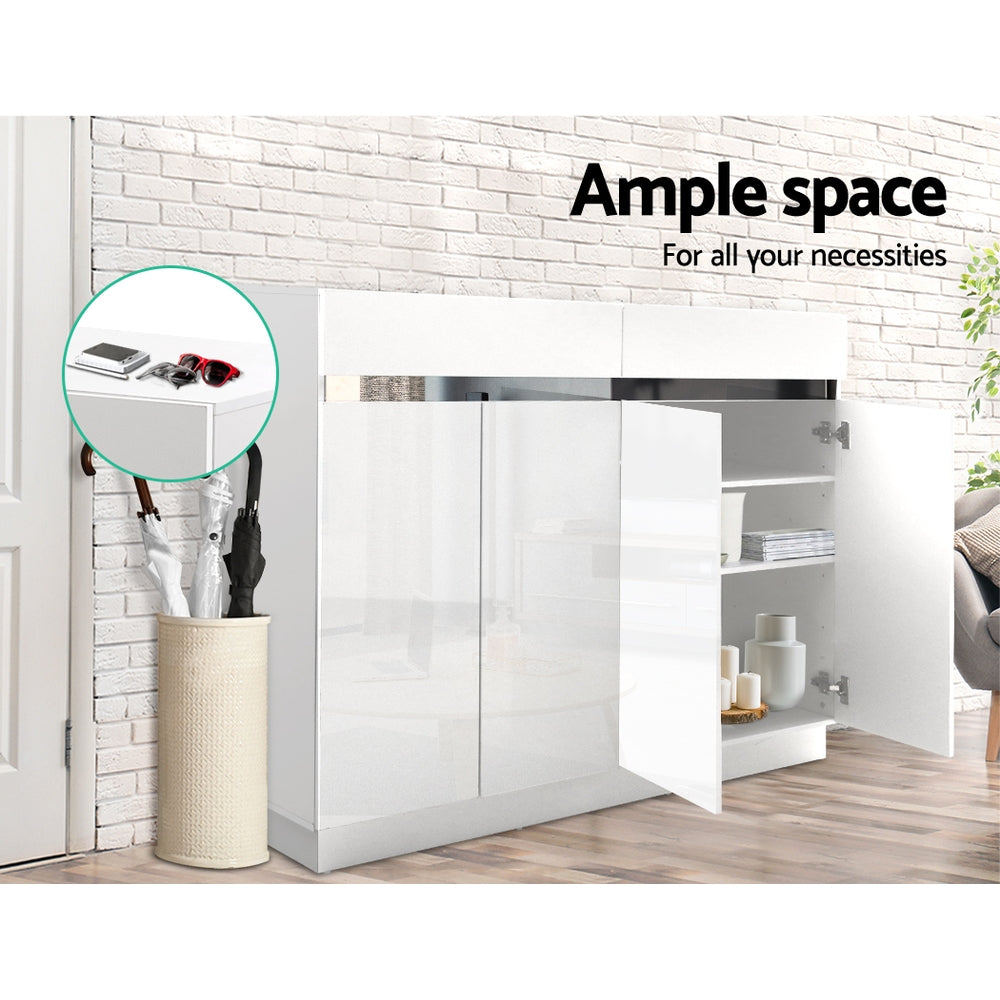 Artiss 120cm Shoe Cabinet Shoes Storage Rack High Gloss Cupboard White Drawers Artiss