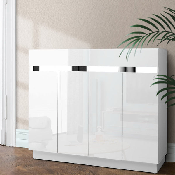 Artiss 120cm Shoe Cabinet Shoes Storage Rack High Gloss Cupboard White Drawers Artiss