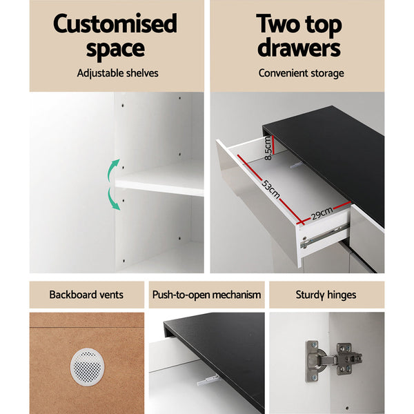 Artiss 120cm Shoe Cabinet Shoes Storage Rack High Gloss Cupboard Shelf Drawers Artiss