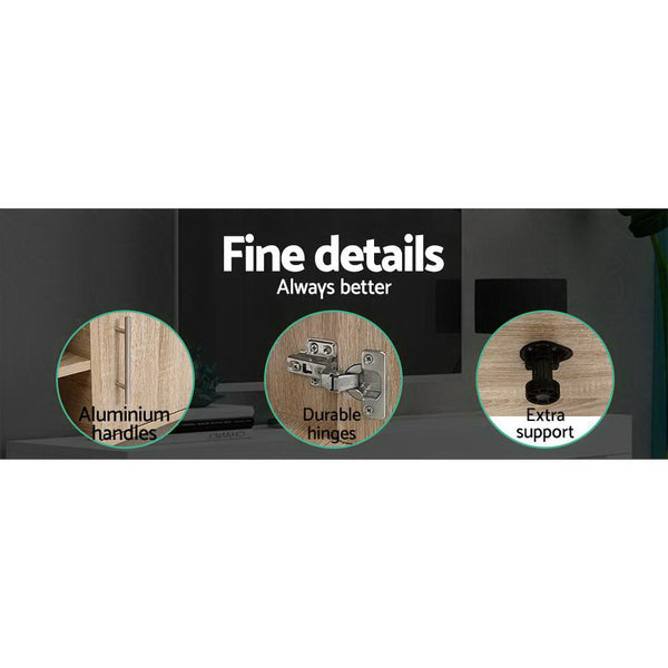 Artiss TV Cabinet Entertainment Unit Stand Storage Shelf Sideboard 140cm Oak Artiss