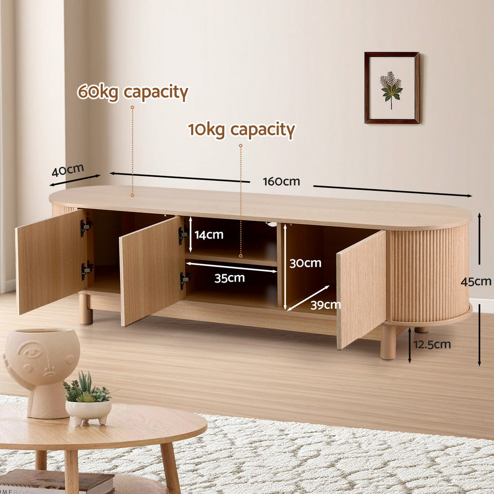 Artiss TV Unit Entertainment Unit Storage Cabinet 160cm Pine Awezingly