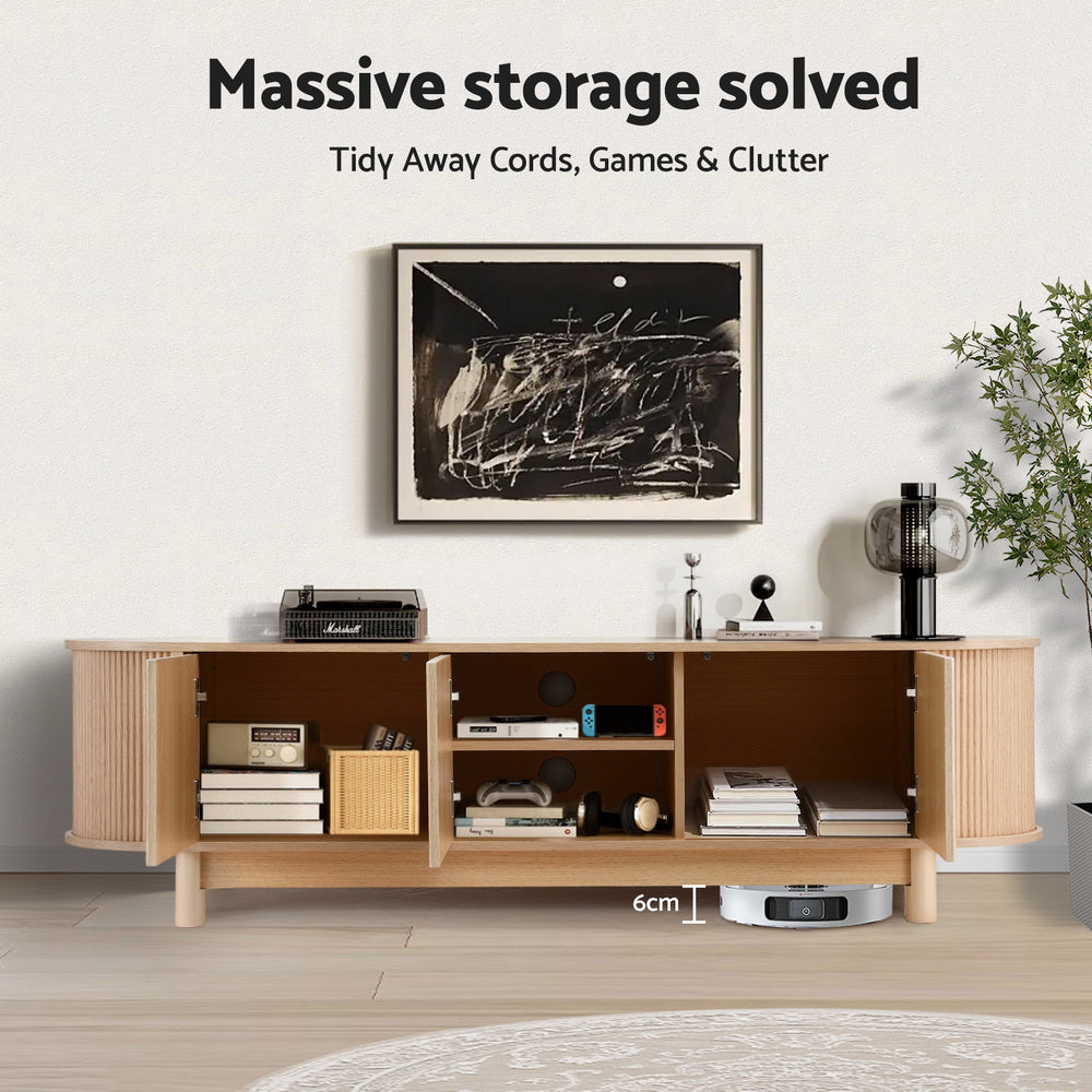 Artiss TV Unit Entertainment Unit Storage Cabinet 160cm Pine Awezingly