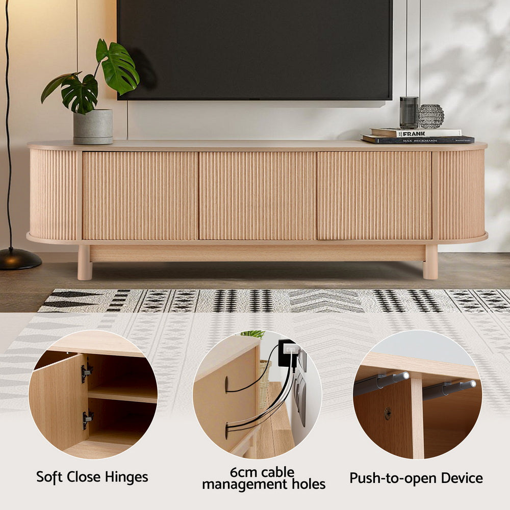 Artiss TV Unit Entertainment Unit Storage Cabinet 160cm Pine Awezingly