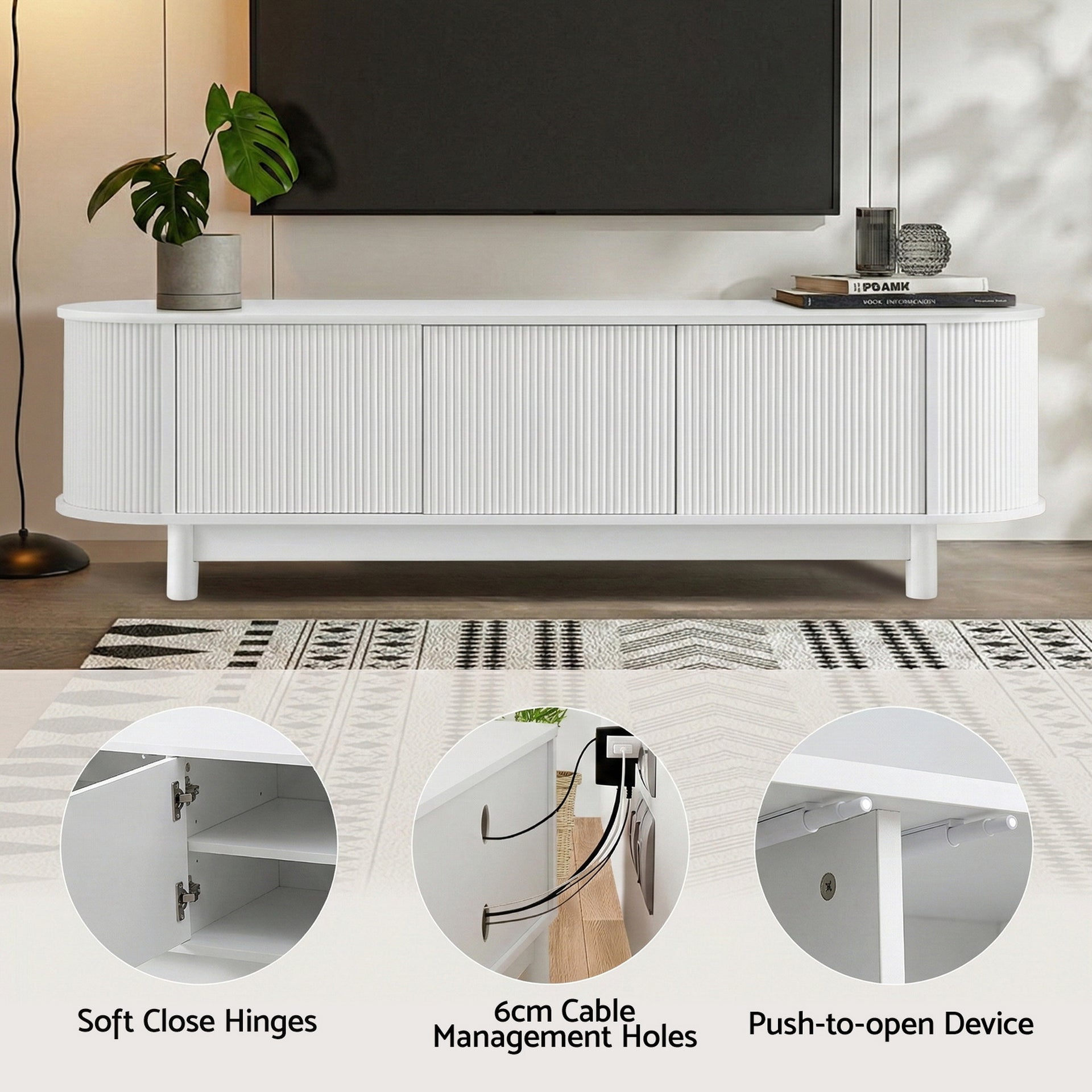 Artiss TV Unit Entertainment Unit Storage Cabinet 160cm White Awezingly