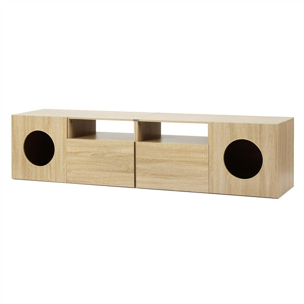 Artiss 185CM TV Unit with Cat House Storage Cabinet Pine Awezingly