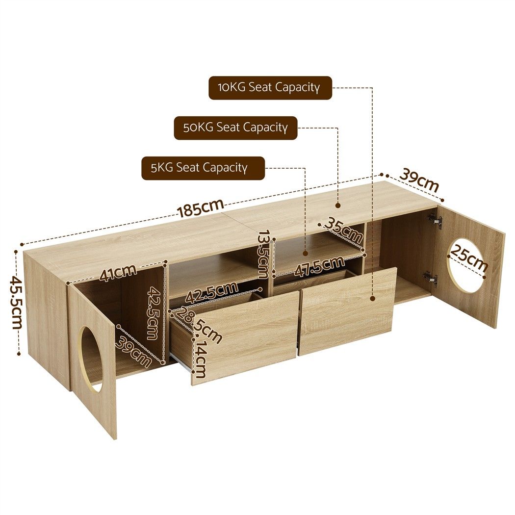 Artiss 185CM TV Unit with Cat House Storage Cabinet Pine Awezingly