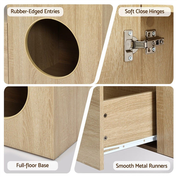 Artiss 185CM TV Unit with Cat House Storage Cabinet Pine Awezingly